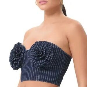 AFRM Navy Stripe Corset - Dark Wash